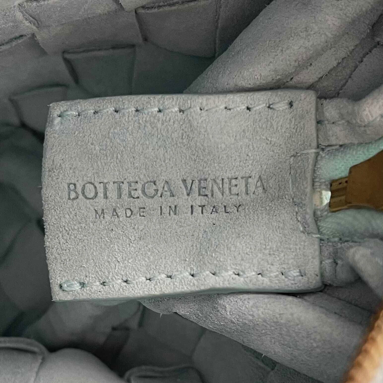 Bottega Veneta Loop Small Intrecciato Crossbody Bag in Washed Teal & Gold Leather - Stylish Shoulder Bag for Women, Perfect for Date Night, Shopping & Travel Accessories