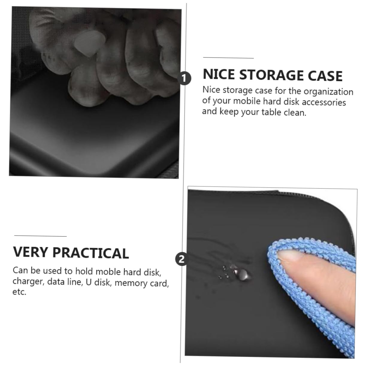 GAROZATION 2-Pack Compact EVA Electronics Organizer Pouch - Waterproof Storage Case for Hard Drives, Cables, Chargers & Gadgets - Perfect for Travel, Office & Home Organization