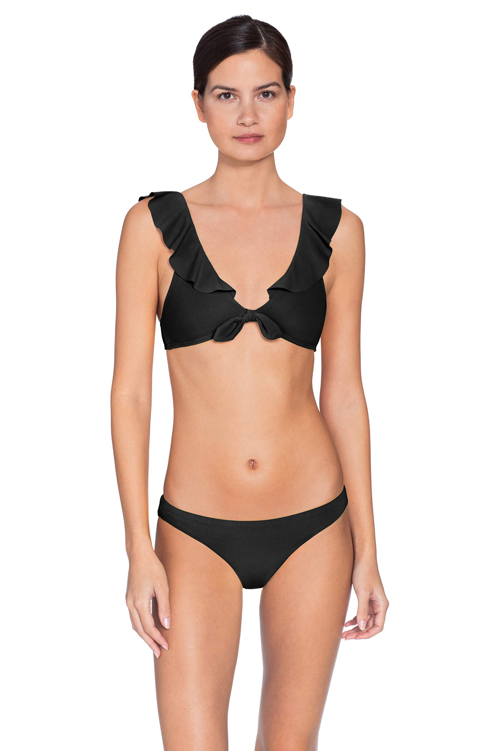 Robin Piccone Women's Ava Ruffle Bikini Top - Sexy Swimwear for Beach & Pool - Perfect for Summer Vacation & Tropical Getaways