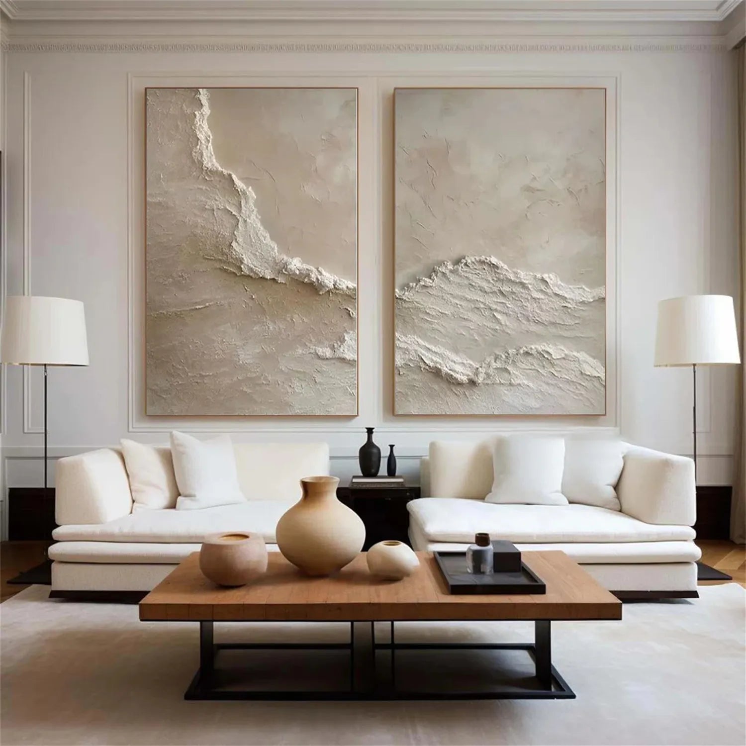 Ocean and Sky Wall Art Set of 2 - Modern Coastal Paintings for Living Room & Bedroom Decor | OS 220