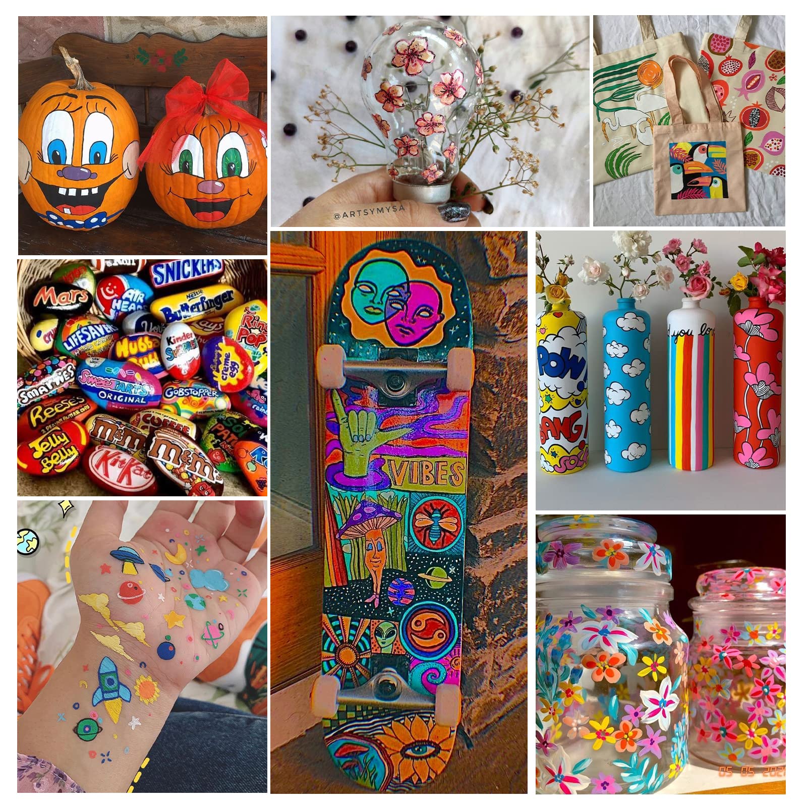 24 Premium Acrylic Paint Pens for Rock Painting, Ceramic, Glass, Wood & Canvas - Vibrant Graffiti Markers for Kids & Adults - DIY Art Supplies for Stone, Mug, Metal & Craft Projects