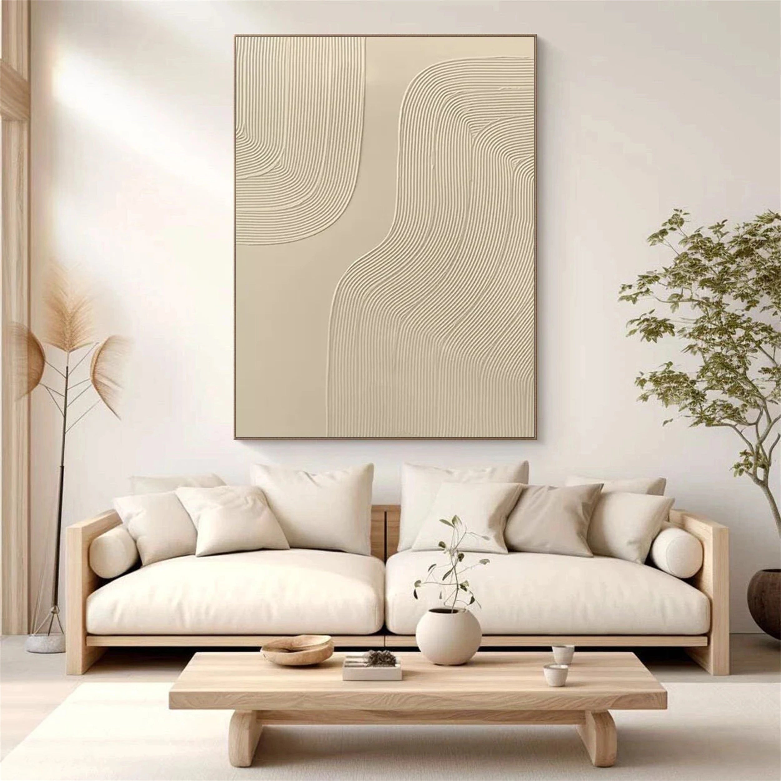 Beige & Brown Abstract Wall Art Canvas Print #BB093 - Modern Home Decor for Living Room, Bedroom & Office