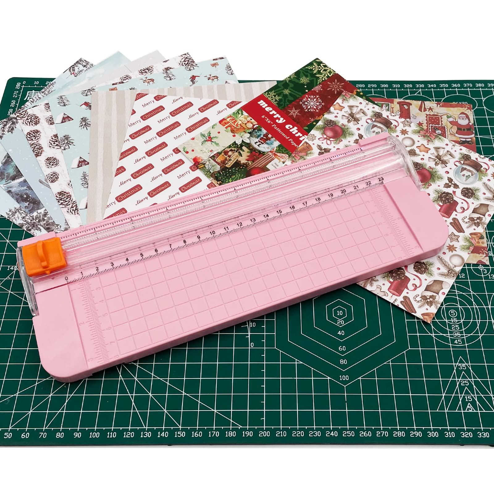 Portable A4 Paper Cutter with Safety Guard & Side Ruler - Straight Edge Trimmer for Scrapbooking, Craft Paper, Photos, Labels, Cardstock (Pink) | Perfect for Office, School, and DIY Projects