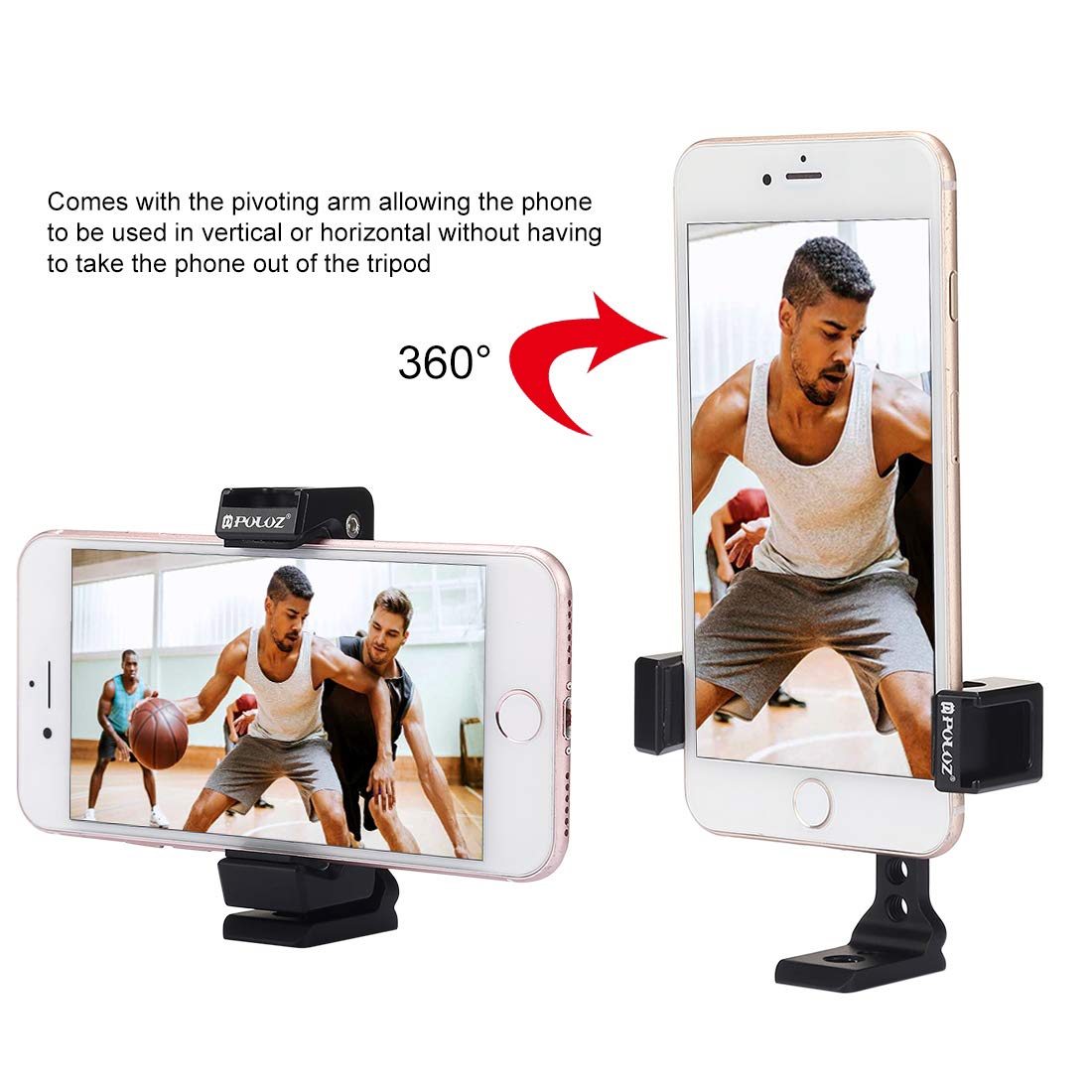 PULUZ 360° Rotating Phone Clamp Holder for iPhone, Samsung, Huawei - Perfect for Vlogging & Live Streaming