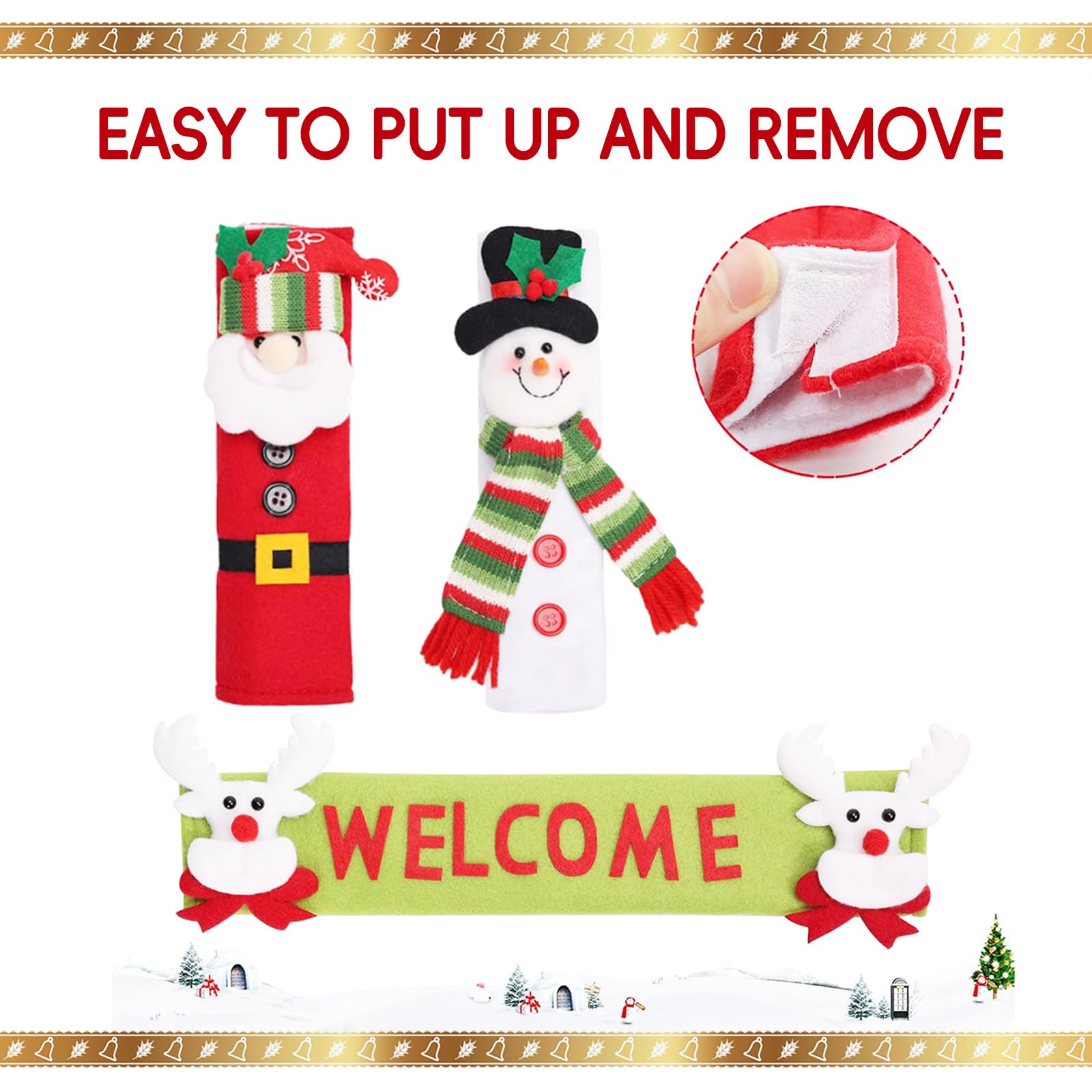 3-Pack Snowman Christmas Refrigerator Handle Covers - Festive Kitchen Decor for Cabinets & Doors - Perfect for Holiday Home & Party Decorations