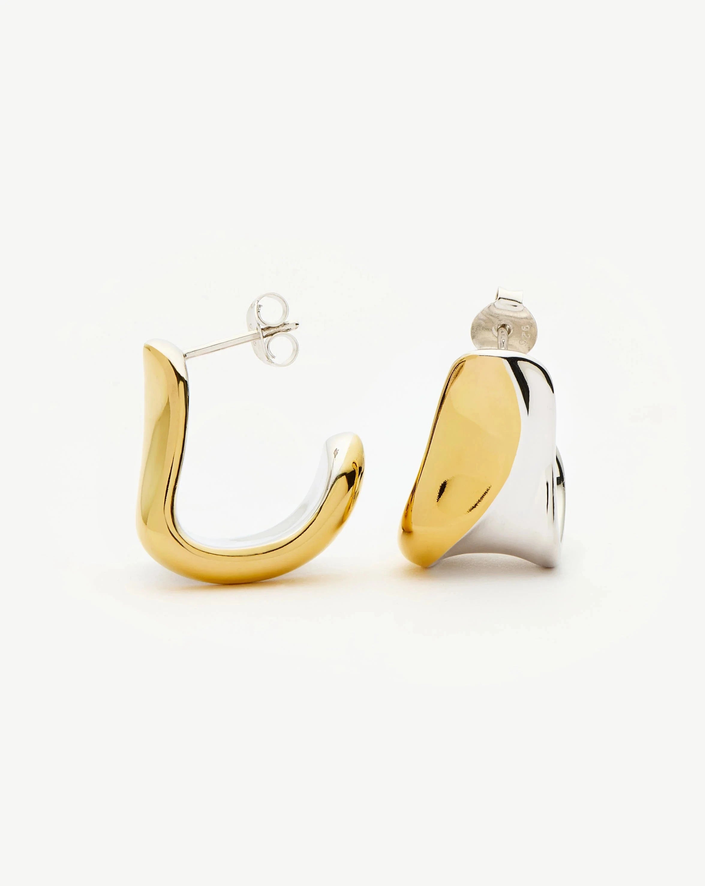 Sculptural Molten Medium Hoop Earrings | Mixed Metal Jewelry for Women | Trendy Statement Earrings for Casual & Evening Wear