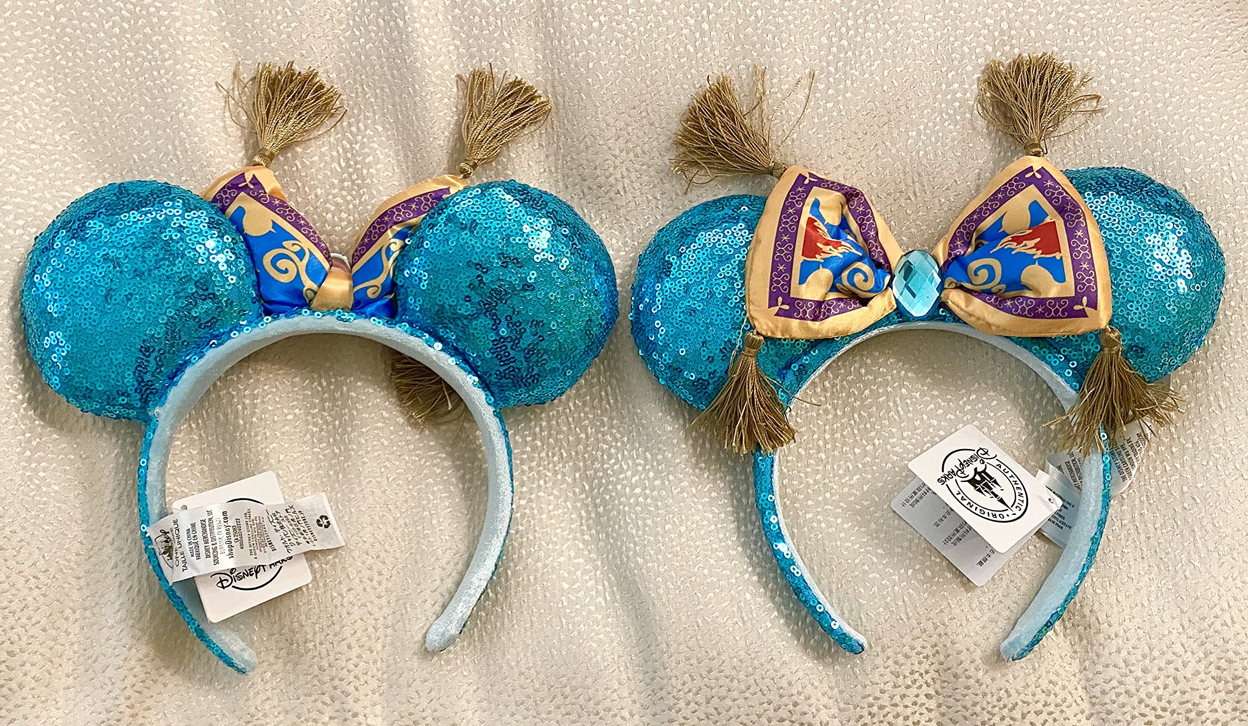 Disney Aladdin Jasmine Princess Magic Carpet Minnie Mouse Ears Headband - Costume Accessory for Halloween, Cosplay & Disney Theme Parties