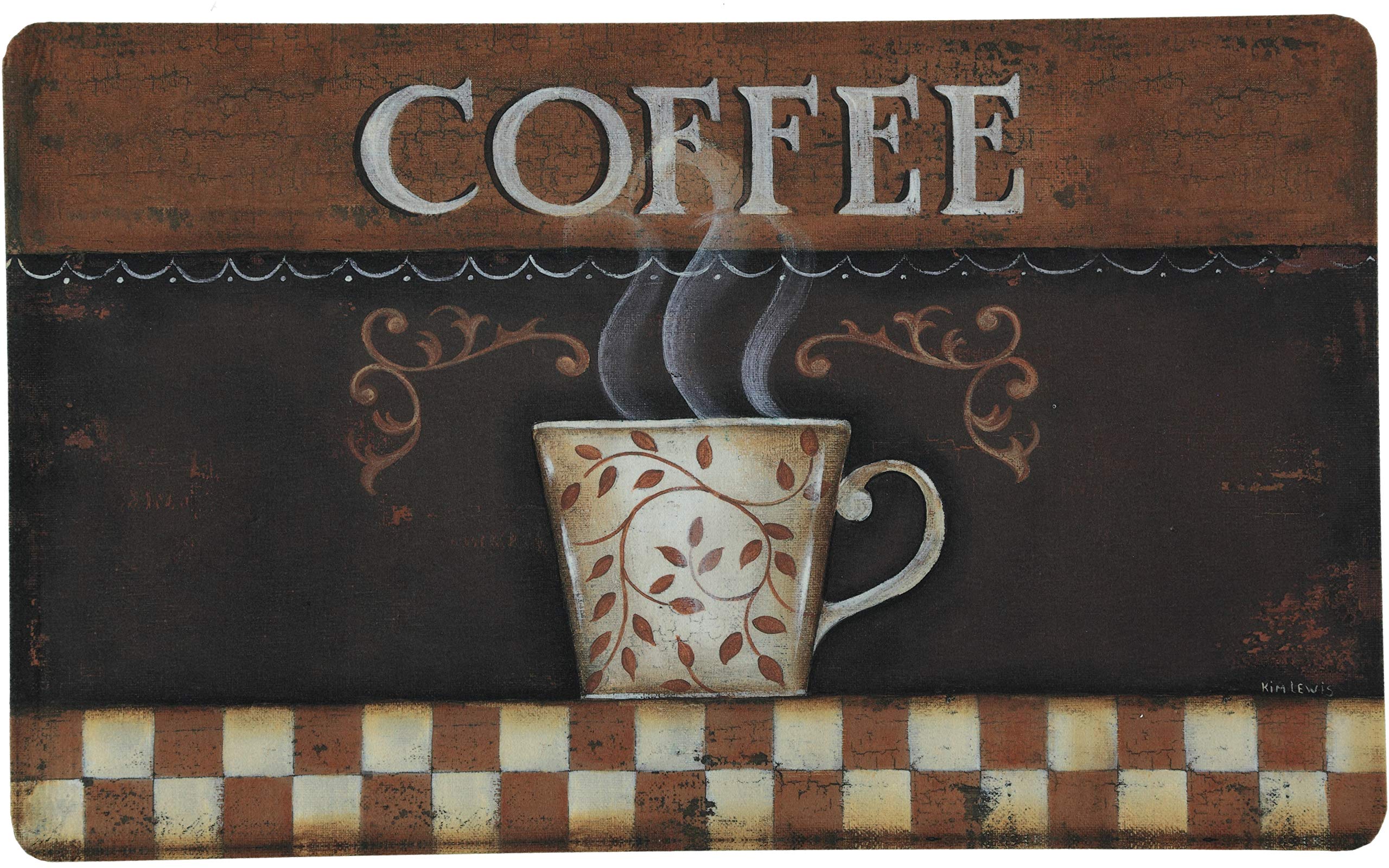 Premium Comfort Kitchen Mats (2-Pack) - Non-Slip Anti-Fatigue Floor Mats for Standing, Vintage Coffee Design - Perfect for Home Kitchen, Office, Coffee Shop & Restaurant Use