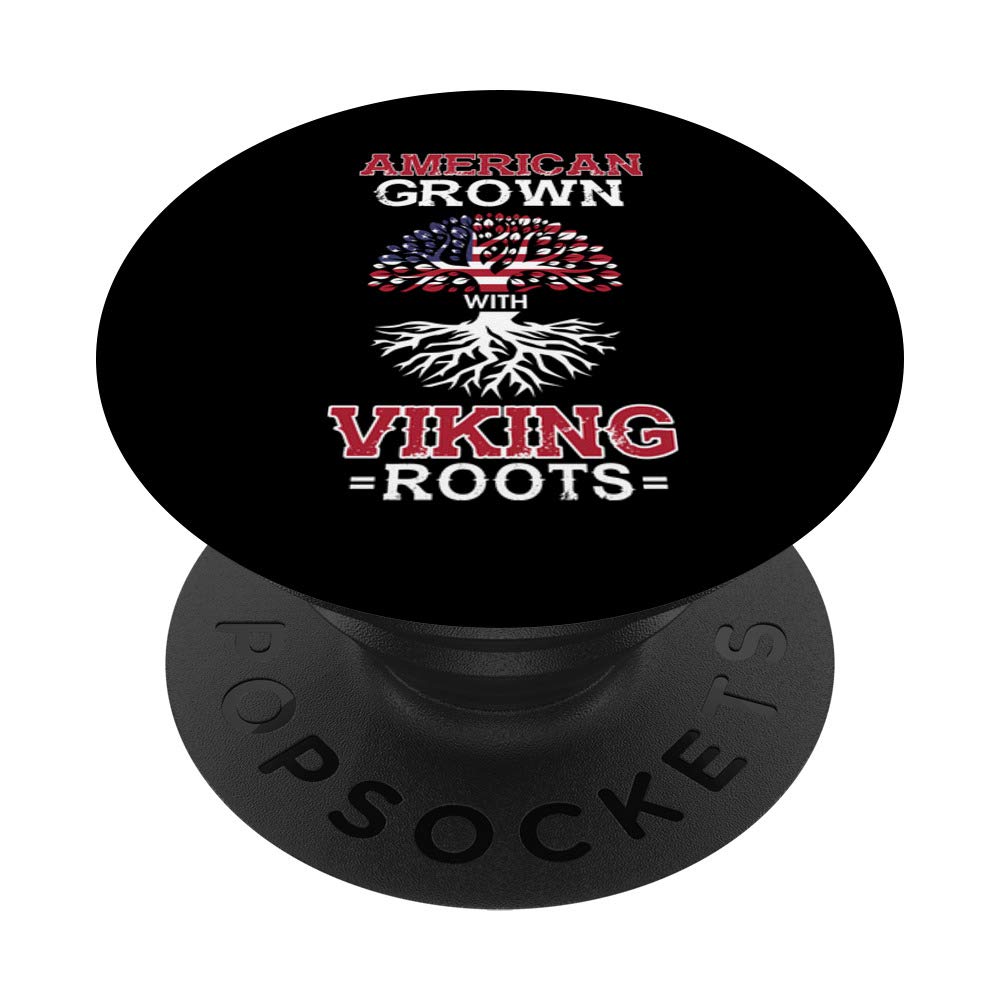 Viking Roots Patriotic Norse Heritage PopSockets PopGrip - Swappable Phone & Tablet Grip with American Flag Design | Perfect for Nordic Pride, Phone Protection, and Everyday Use
