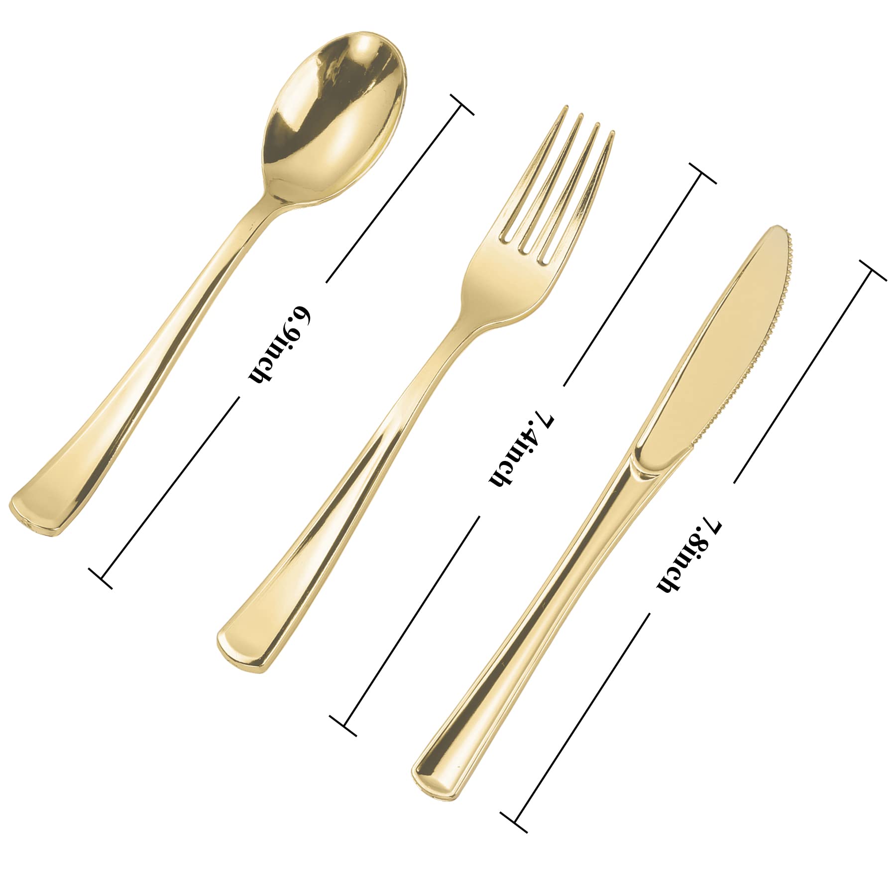 100Pcs Gold Plastic Silverware Set + 72 Gold Plastic Forks + 100 Glitter Plastic Cups - Elegant Disposable Tableware for Parties, Weddings, and Special Events