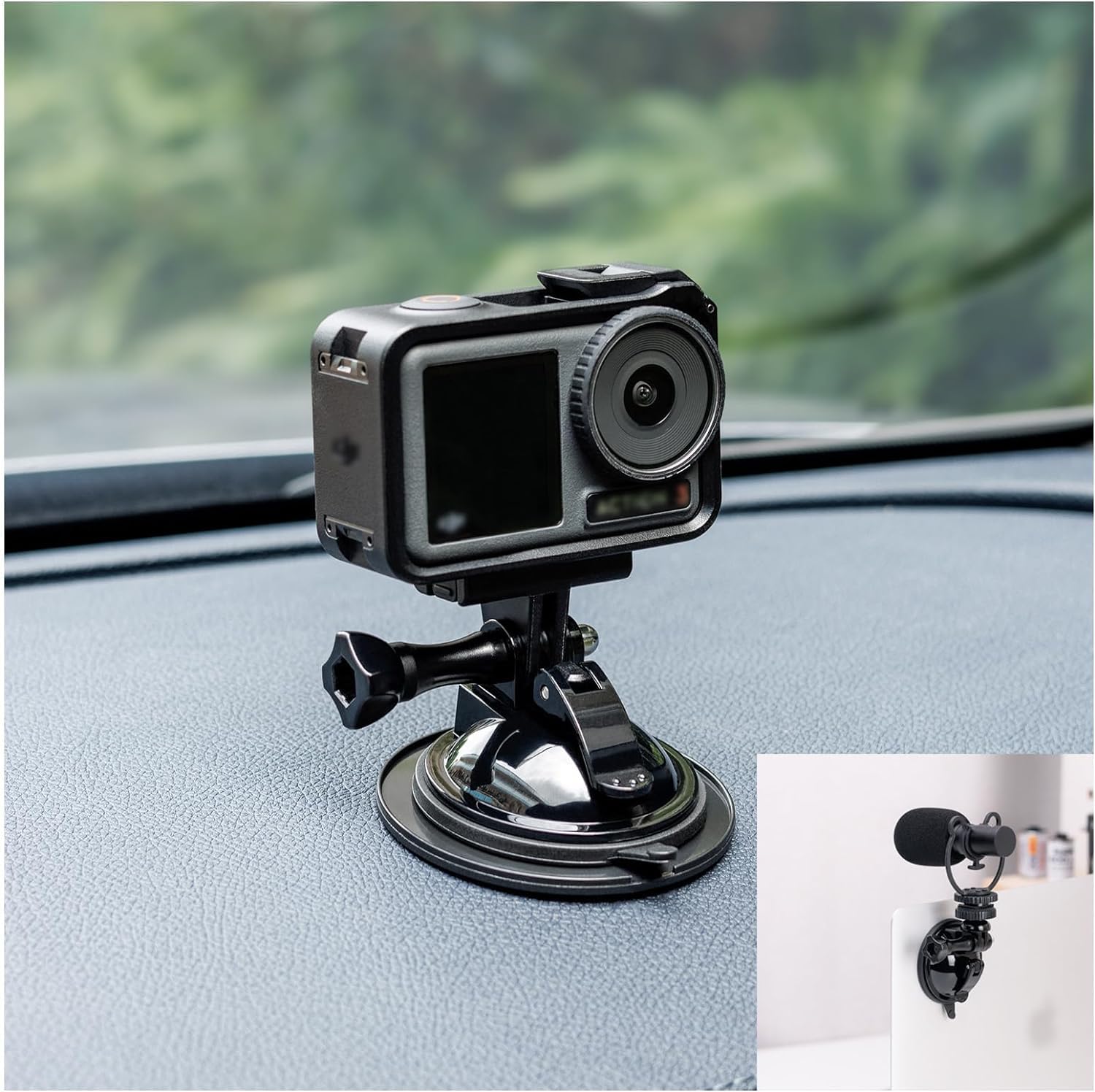 JJC Suction Cup Microphone Stand with LED Light & 1/4
