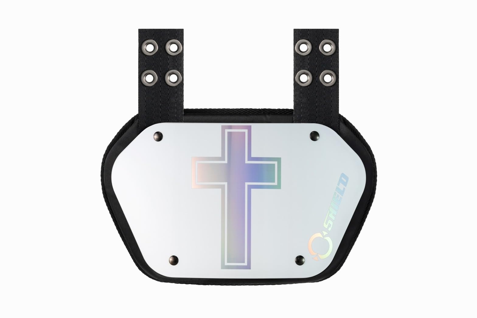 O Shield Golden Cross Chrome Football Back Plate - Lower Back Protector for Football Players, Rear Protection Pads, Cross Series - Ideal for Tackling, Blocking & Contact Sports Safety