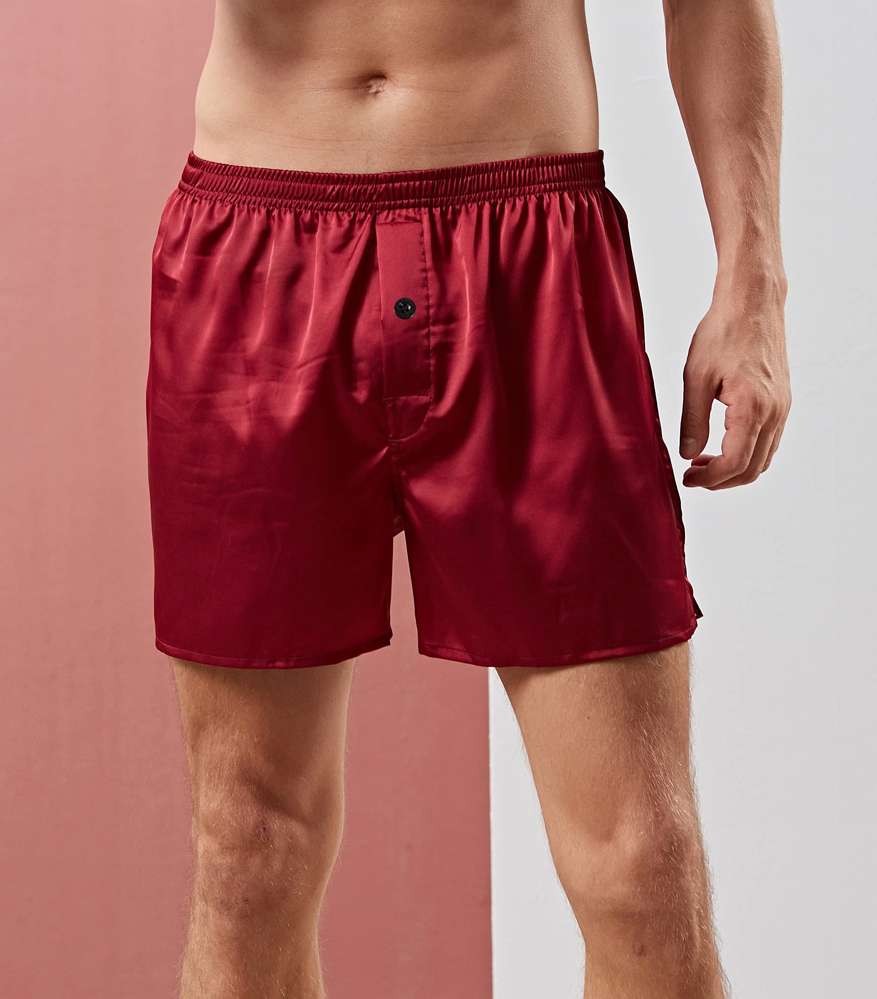 Silky Satin Boxer Shorts for Men - Breathable Loose Fit Sleepwear & Lounge Pajama Bottoms - Perfect for Sleeping, Lounging at Home, and Travel Comfort
