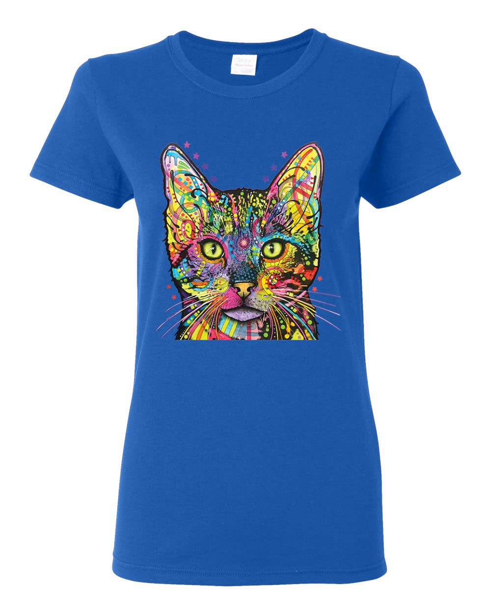 Dean Russo Art Cat Lover T-Shirt for Women - Colorful Cat Mom & Dad Graphic Tee - Perfect Gift for Animal Lovers & Pet Owners