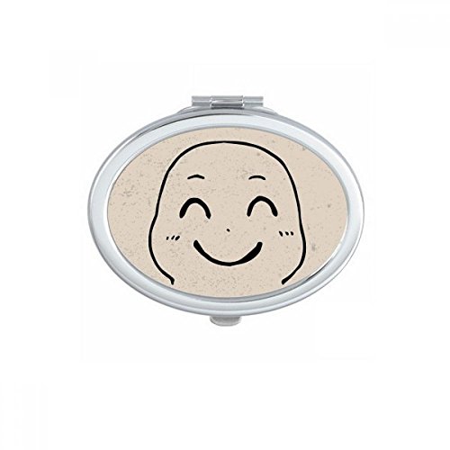 DIYthinker Portable Foldable Double-Sided Oval Mirror - Lovely Smile Black Happy Pattern for Makeup & Glasses - Perfect for Travel, Home Vanity & Handbag
