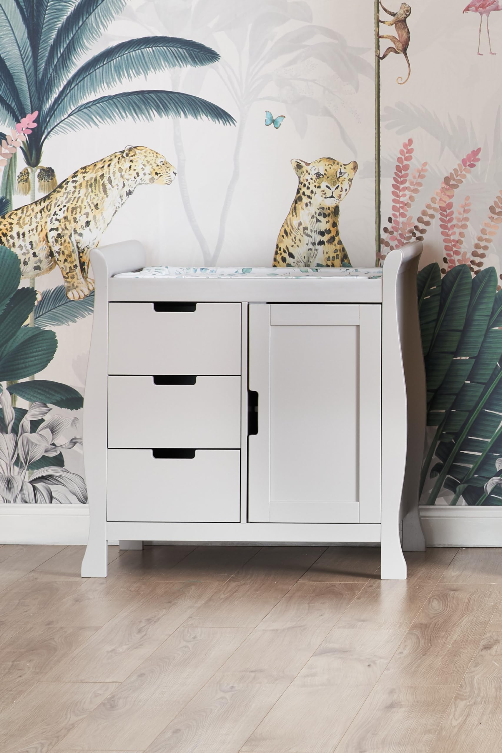 Obaby Stamford Closed Baby Changing Unit in Warm Grey - Compact Nursery Storage & Diaper Station for Small Spaces