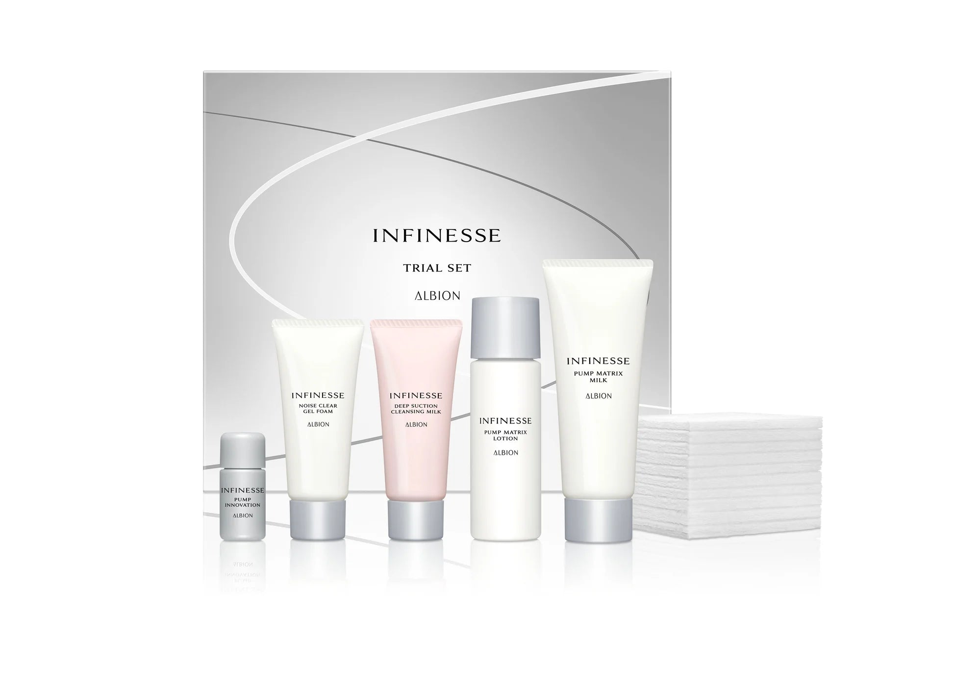ALBION Infinesse Trial Kit - 4-Piece Skincare Set for Hydration & Brightening | Perfect for Travel & Daily Skincare Routine