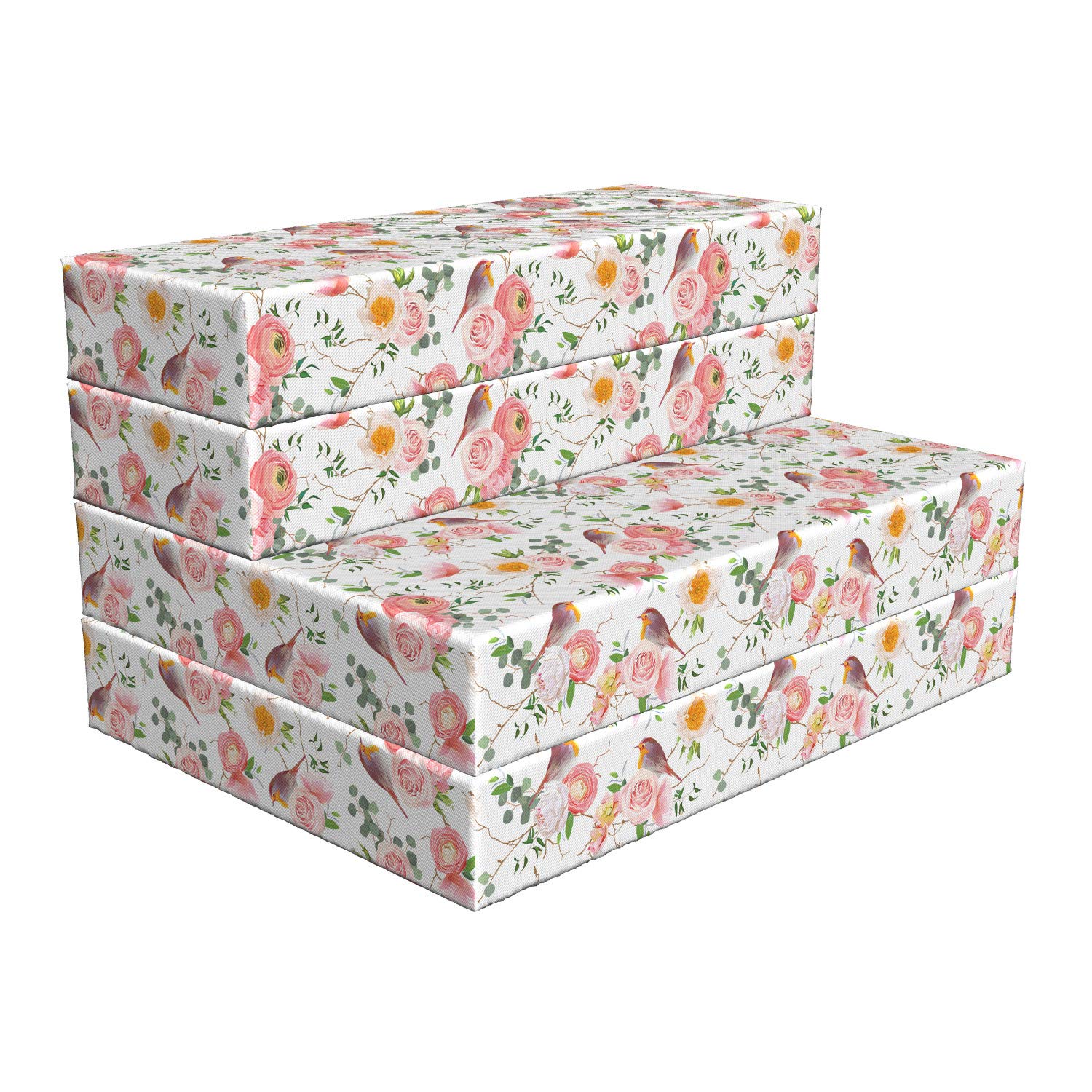 Ambesonne Bird Print Foldable Mattress - Romantic Spring Forest Design, 74.8