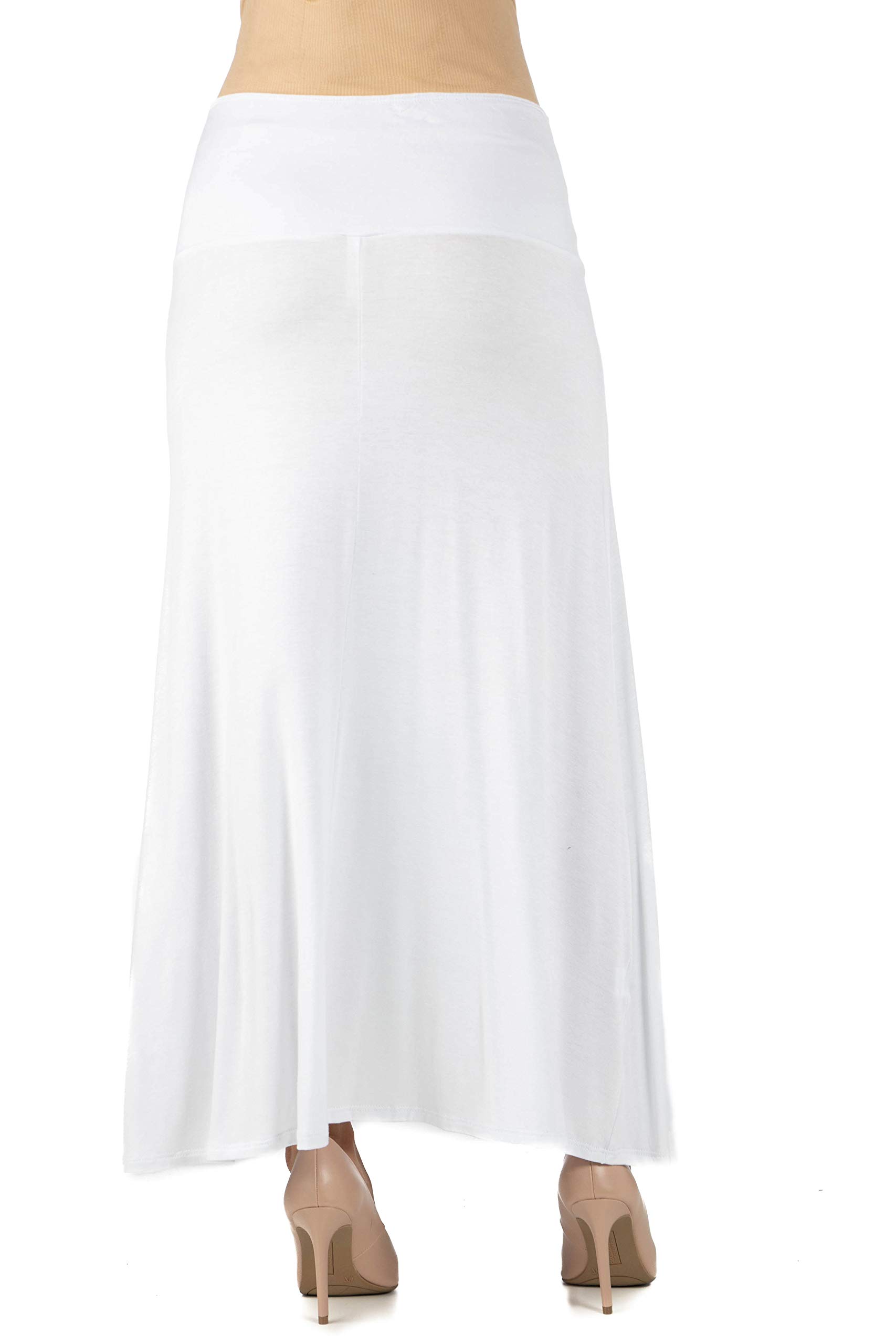 24seven Comfort Maternity Maxi Skirt for Women - Stretchy Elastic Waist Long Flared Dress Skirt | Pregnancy Clothes for Work, Church & Special Occasions