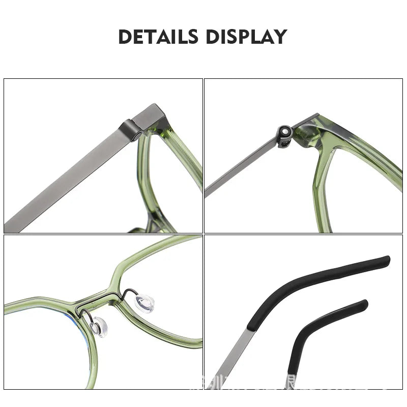 Stylish Unisex Black Titanium Square Eyeglasses D1055 - Lightweight & Durable for Work, Reading & Fashion