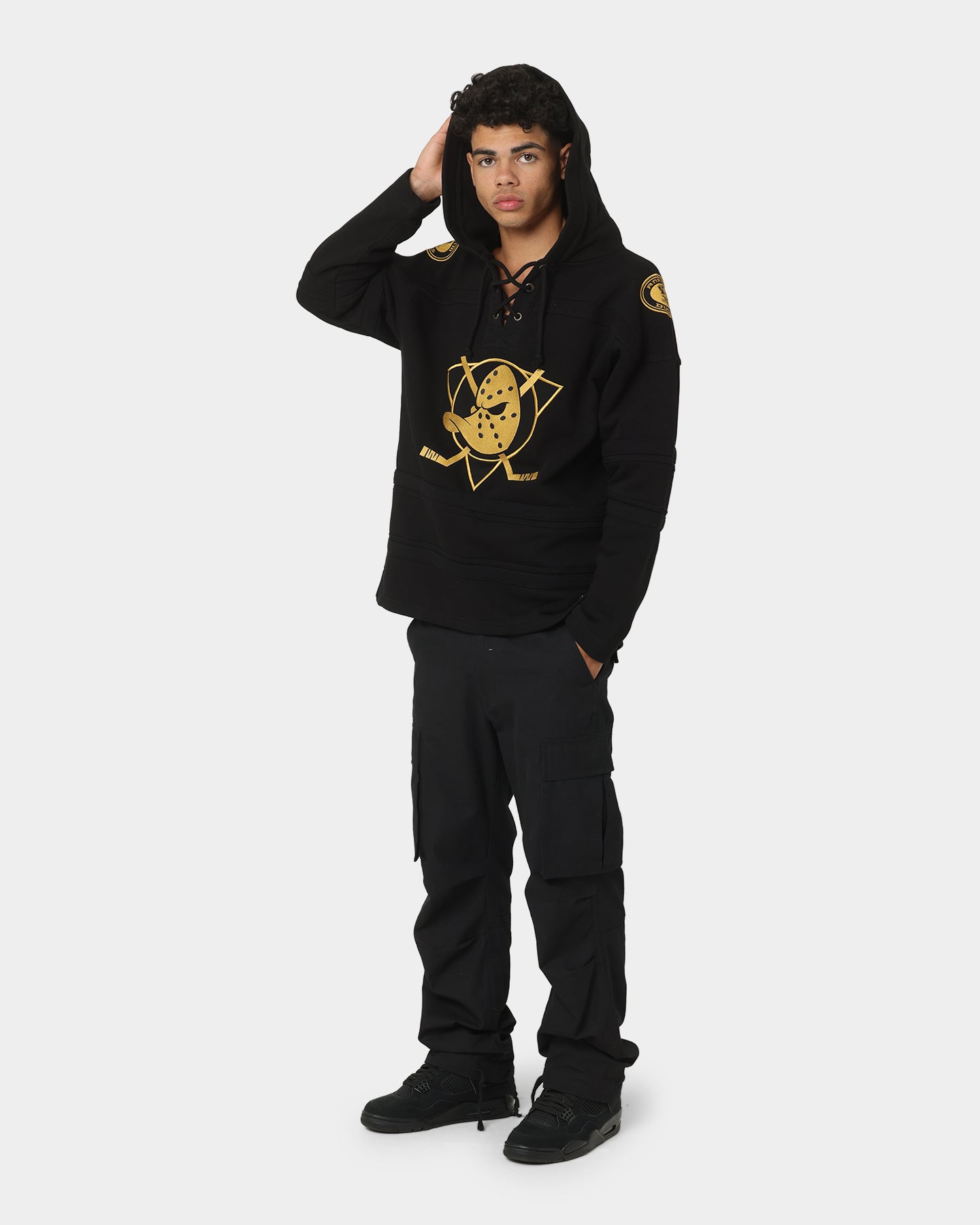 47 Brand Anaheim Ducks Superior Lacer Hoodie Black/Gold - Men's NHL Hockey Team Zip-Up Sweatshirt for Game Day & Casual Wear