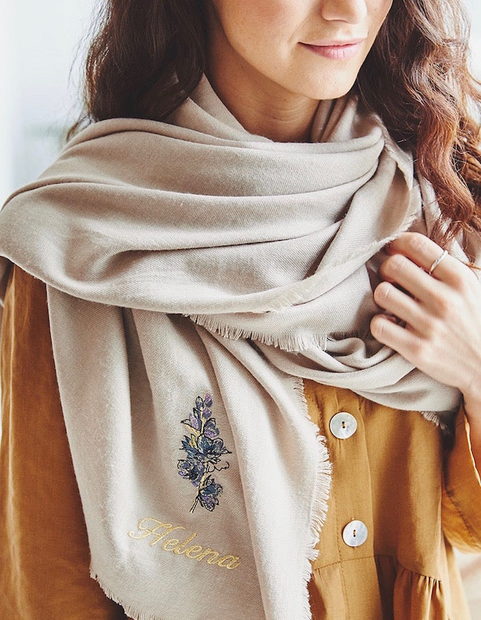 Personalized Birth Flower Scarf - Custom Floral Print Shawl for Women - Perfect Gift for Birthday, Anniversary & Special Occasions