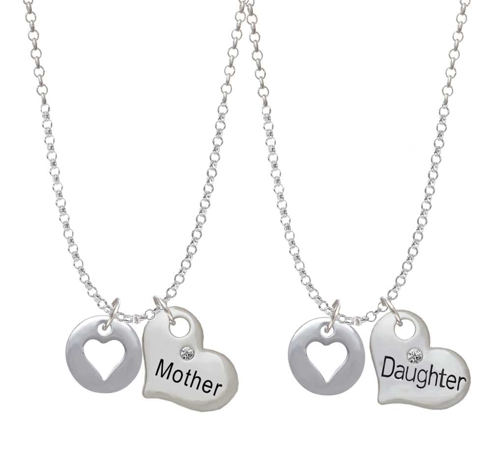 Delight Jewelry Sterling Silver Heart Cutout Mother Daughter Necklace Set (2 Pcs, 19