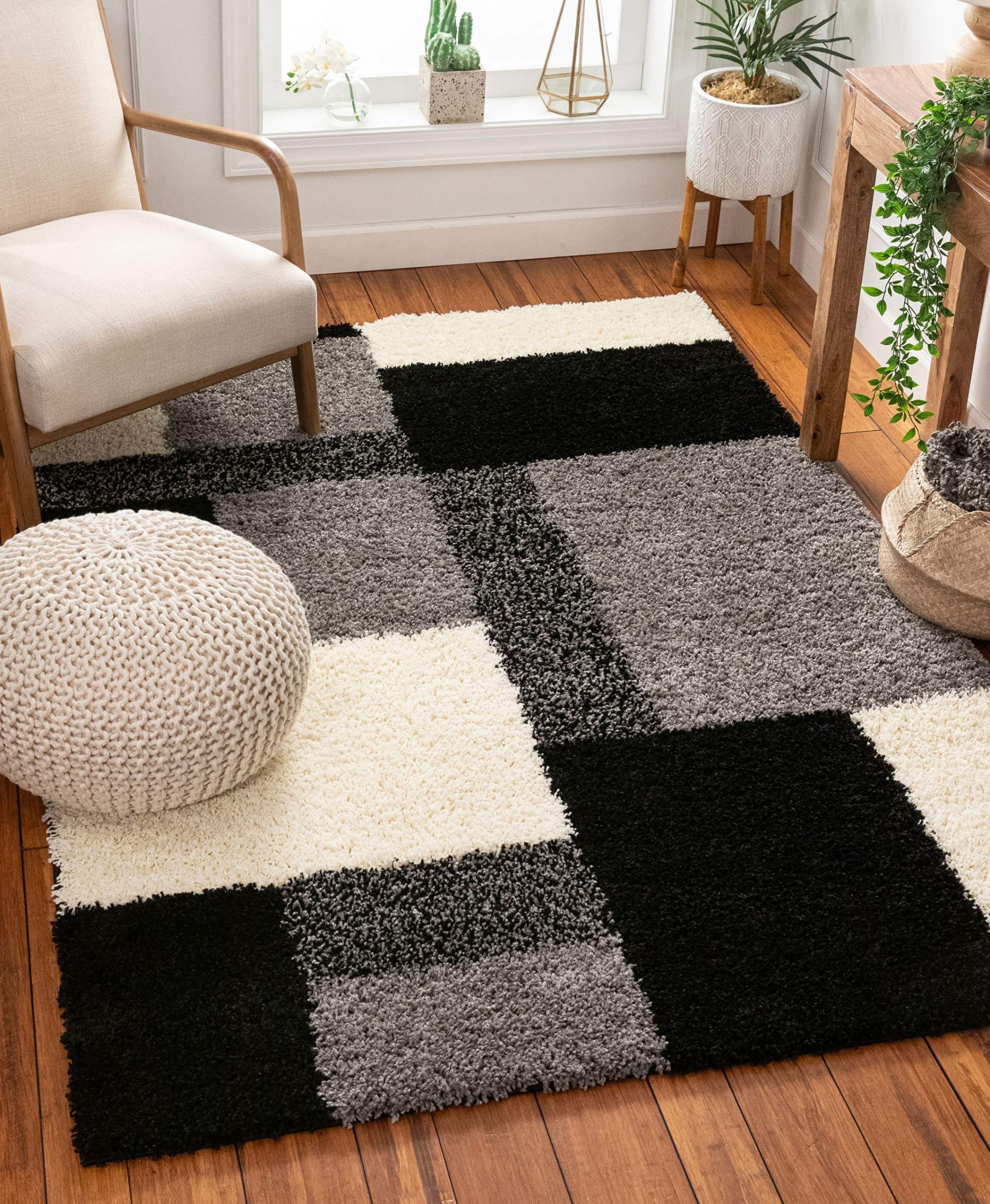 Well Woven Modern Geometric Shag Area Rug 9'3