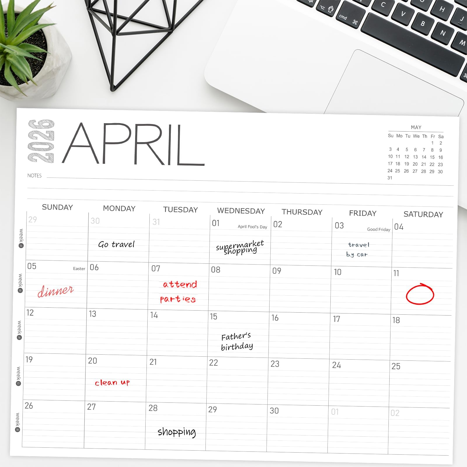 GuassLee 2025-2026 Monthly Desk Calendar Planner (June 2025-May 2026) - 14