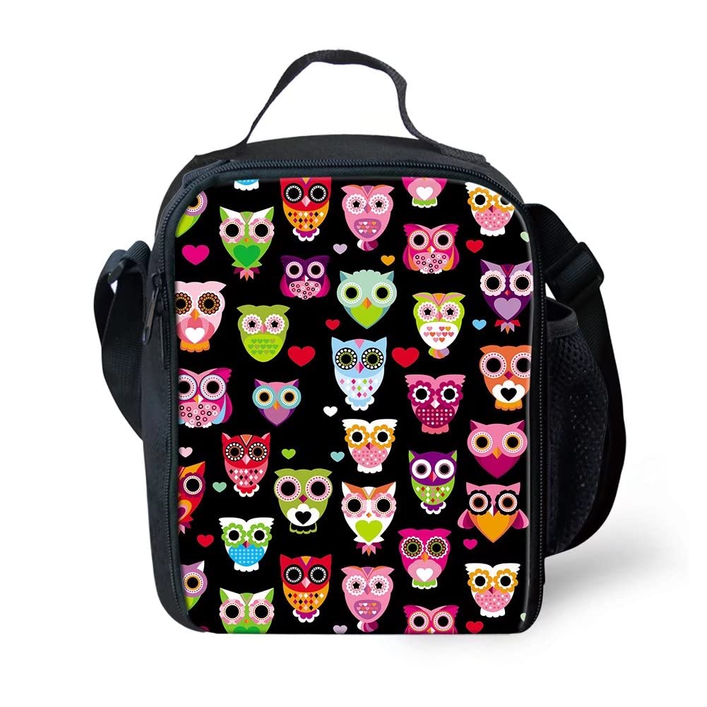 Cute Cartoon Owl Insulated Lunch Box for Kids - Reusable Thermal Food Container with Shoulder Strap | School Tote Bag for Girls, Women's Office & Outdoor Picnic Cooler Bag | Perfect for School Lunches, Work Meals & Travel Snacks