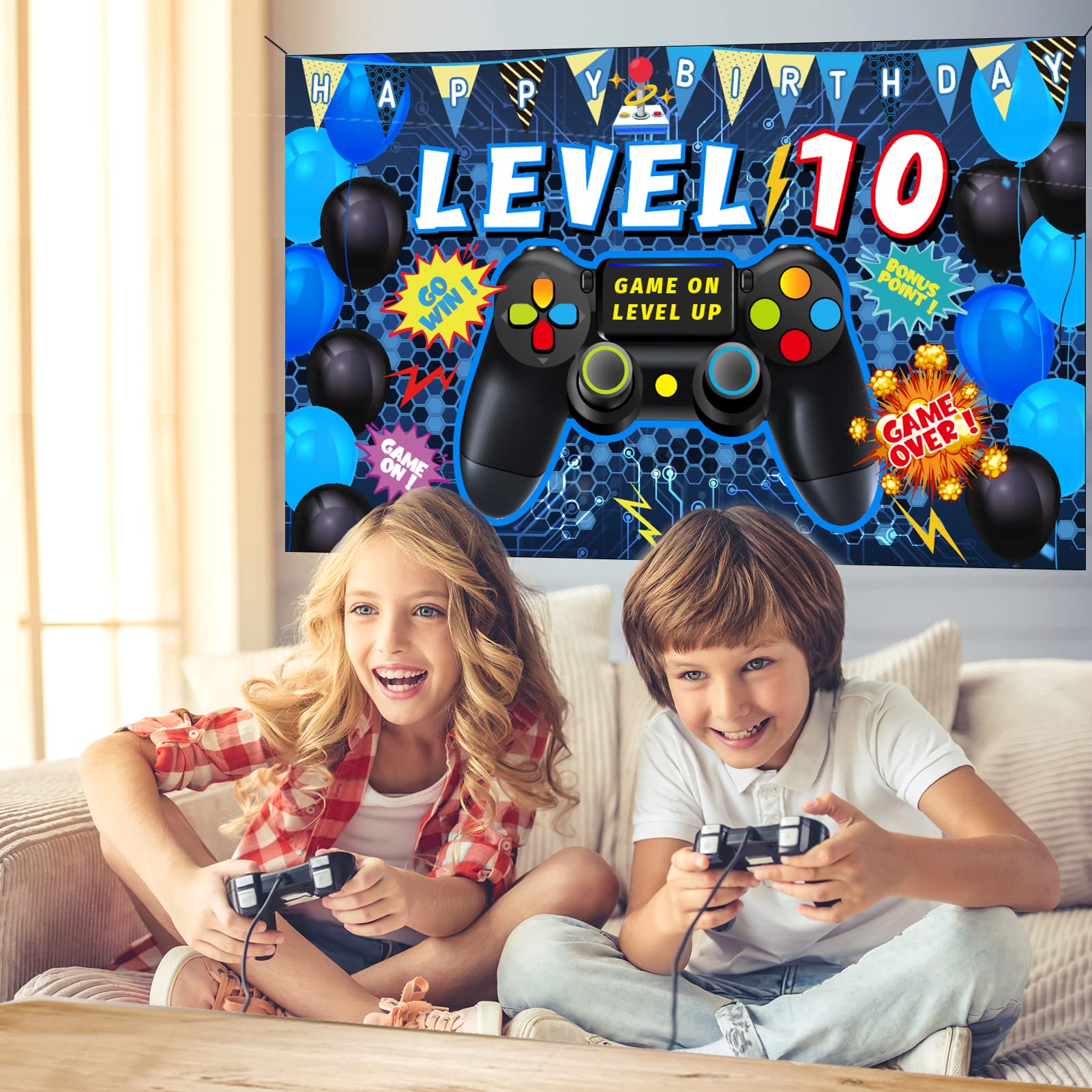 Vlipoeasn 10th Birthday Party Decorations for Boys - Video Game Theme Backdrop & Supplies for 10 Year Old's Celebration | Perfect for Gaming Themed Parties, Streamer Events & Kids Birthday Decor