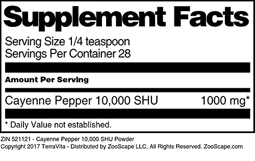 Organic Cayenne Pepper Powder 10,000 SHU - 1 oz (28g) Hot Chili Spice for Cooking, Seasoning & Health - Perfect for Mexican Food, BBQ, Sauces & Detox Drinks