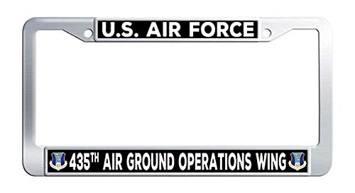 US Air Force 435th AGOW Stainless Steel License Plate Frame - Durable Car Tag Holder for Military Supporters & Veterans - Perfect for Trucks, Cars & Motorcycles