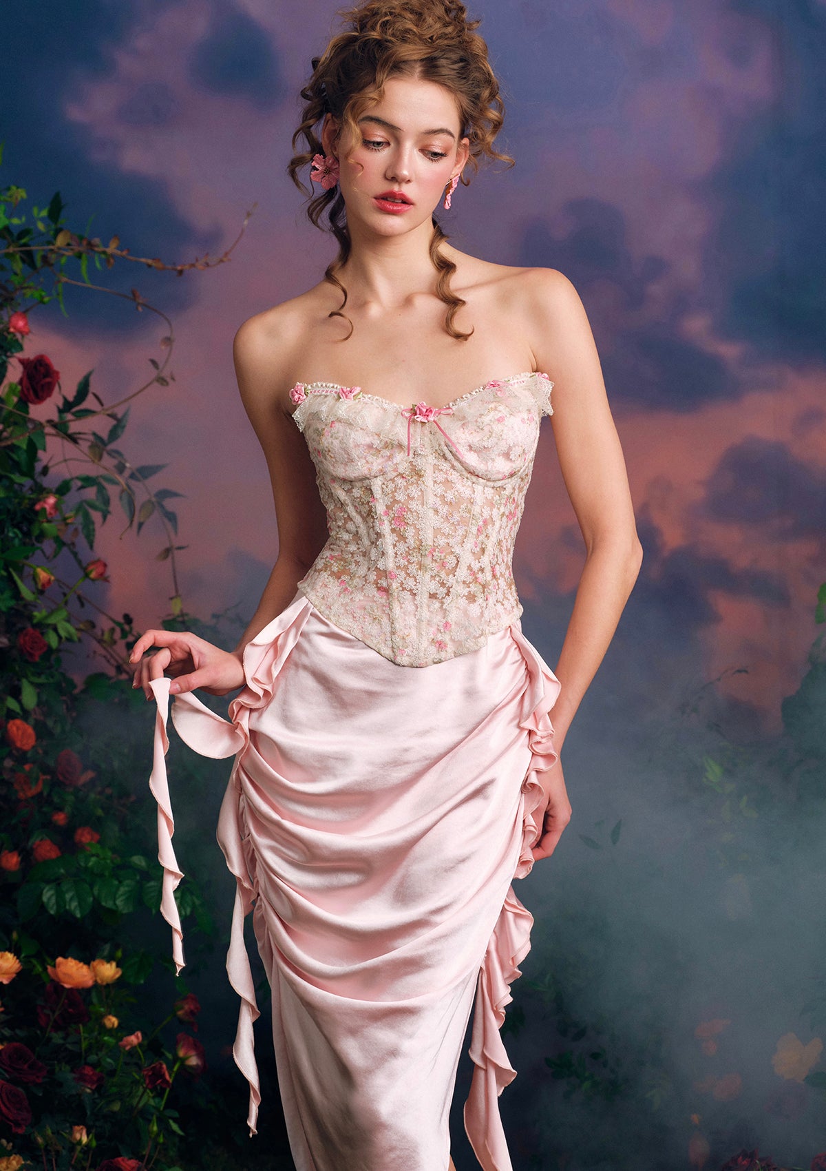 Elegant Star Floral Lace Corset Top for Women - Vintage Lolita Fashion Bodice for Cosplay, Party & Special Occasions
