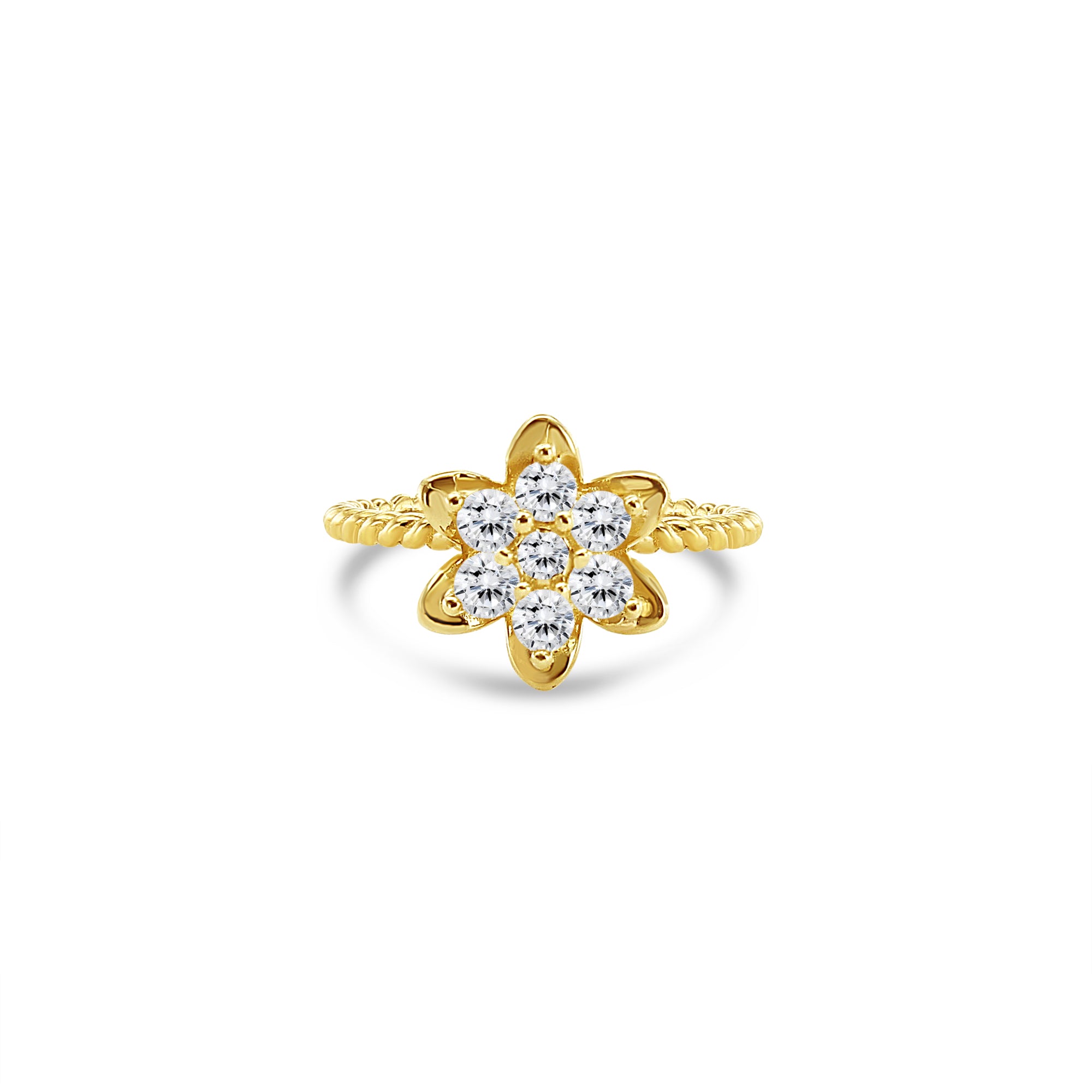 14K Yellow Gold Tall Diamond Tulip Ring - Elegant Floral Jewelry for Women, Perfect for Weddings, Anniversaries & Special Occasions