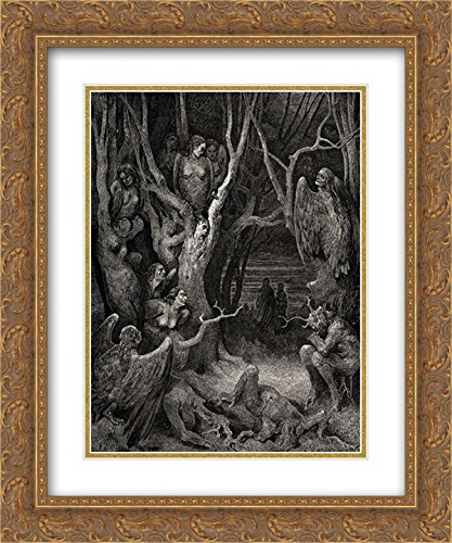 Gustave Dore The Inferno Canto 13 Art Print - 20x24 Gold Ornate Framed Museum Quality with Double Matting - Dante's Divine Comedy Wall Decor for Home, Office & Library