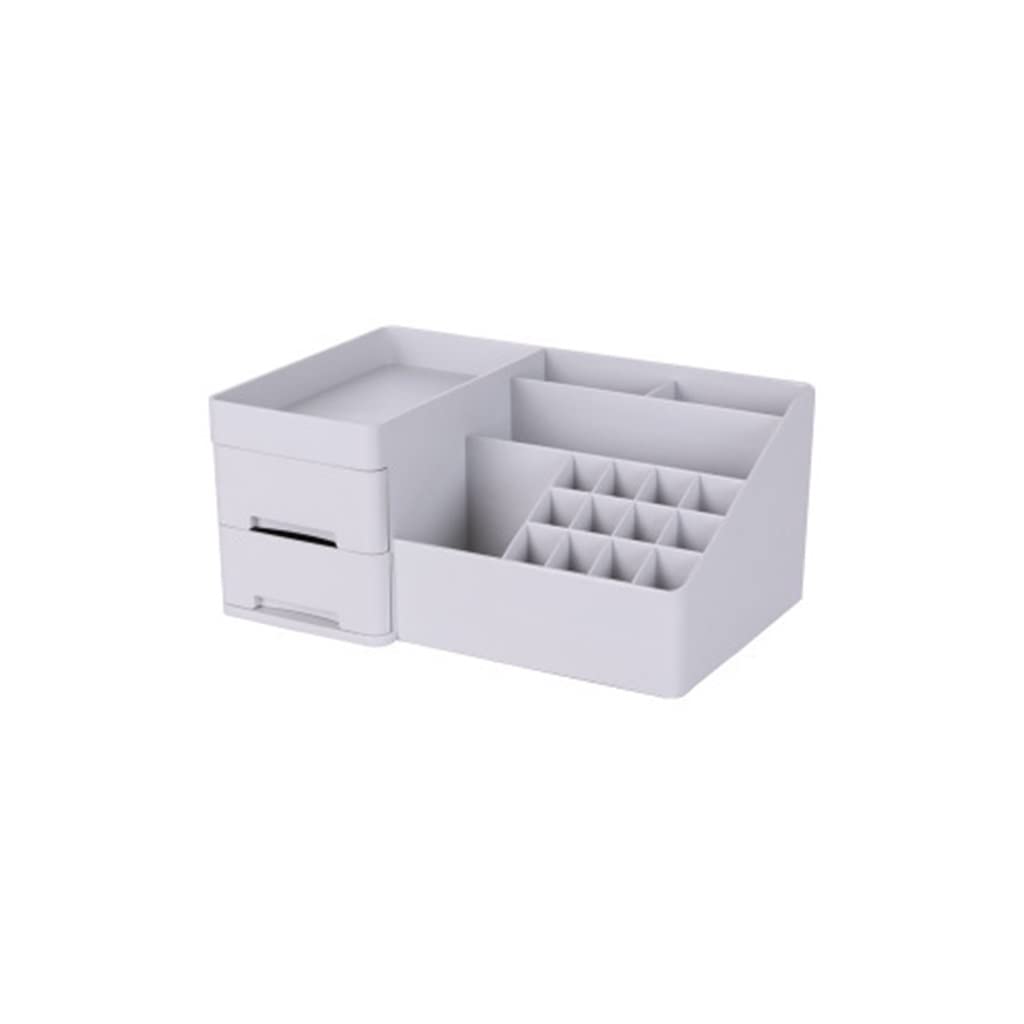 JSY 2-Piece Plastic Makeup Organizer Set - Desktop Cosmetic Storage Box with Drawers, Dustproof Jewelry & Stationery Organizer for Bathroom, Vanity, Dorm Room (Color A) - Perfect for Organizing Makeup, Jewelry, Office Supplies & Small Accessories