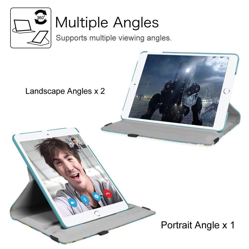 Premium 360° Rotating Multi-Angle Stand Case for iPad 9.7 5th/6th Gen (2017/2018), iPad Air 2 & Air 1 - Auto Sleep/Wake Folio Cover with Butterfly Design (Purple) - Perfect for Work, Study & Entertainment