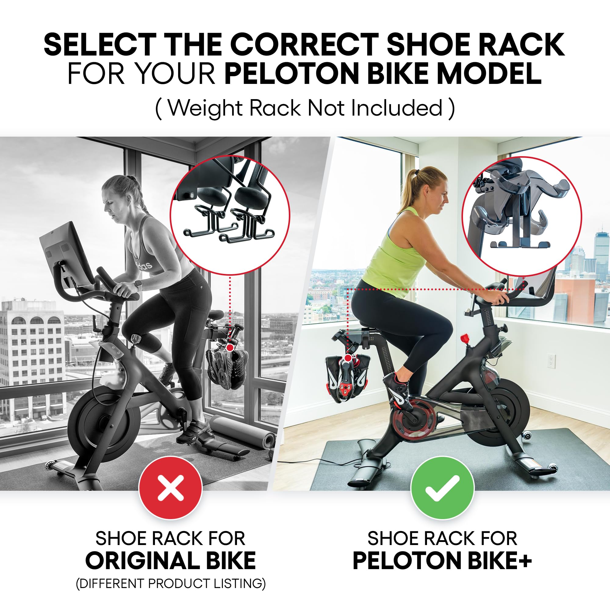 Metal Shoe Hanger for Peloton Bike Plus - Holds 2 Pairs of Cycling Shoes | Durable Shoe Rack Accessory for Peloton Bike+ | Perfect for Home Gym & Indoor Cycling Workouts