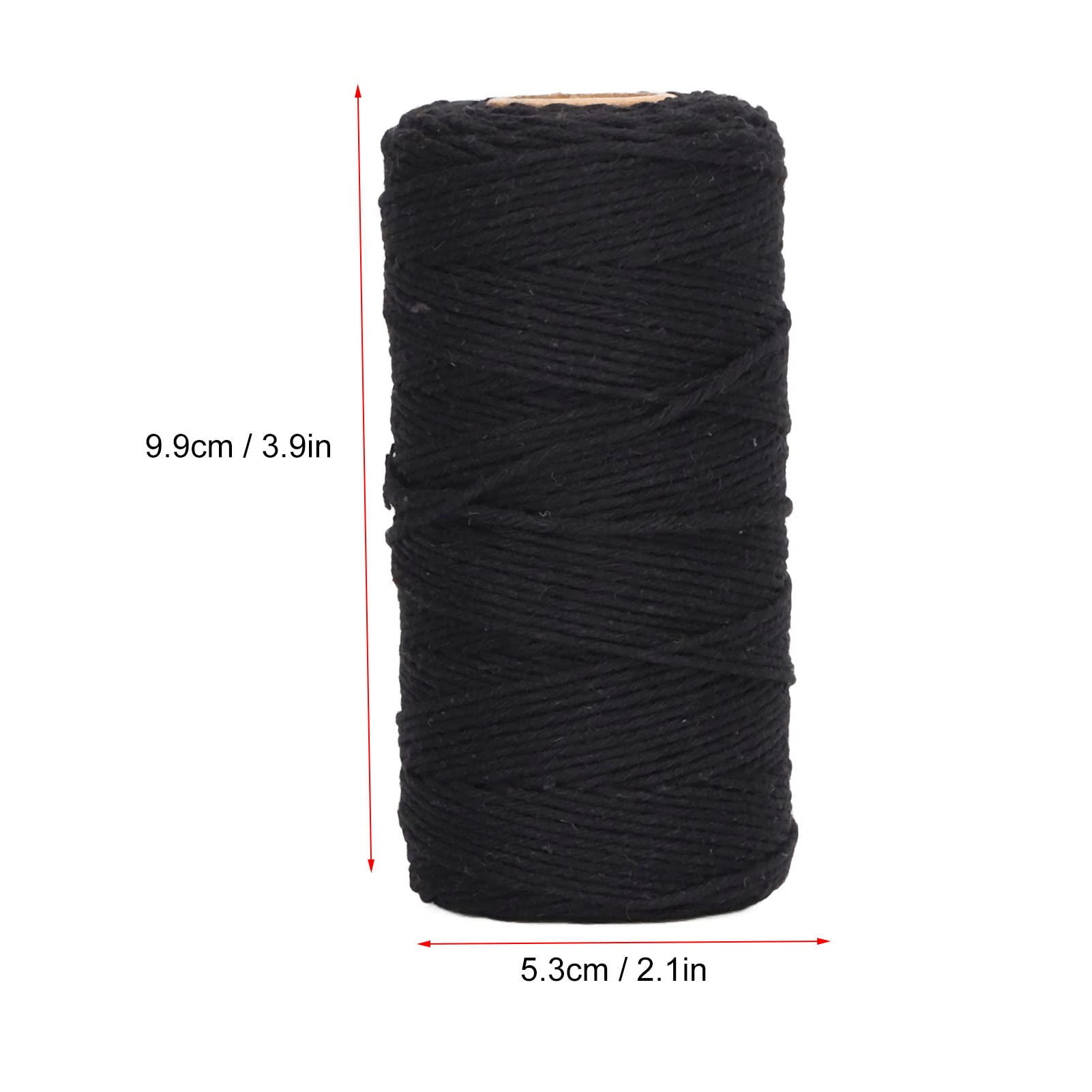 2mm Cotton Macrame Rope Cord - Natural Macrame String for DIY Crafts, Tassel Making & Home Decor | Perfect for Wall Hangings, Plant Hangers & Boho Decor (Black)