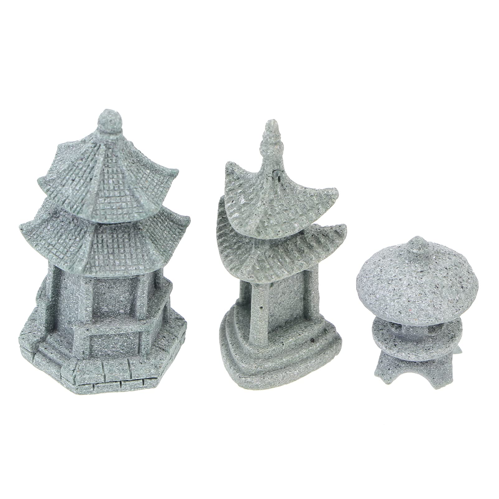 DOITOOL 3-Piece Miniature Landscape Ornaments - Mini Pagoda & Pavilion Set for Bonsai, Fairy Garden, Zen Decor - Perfect for Home, Office Desk, and DIY Terrarium Displays