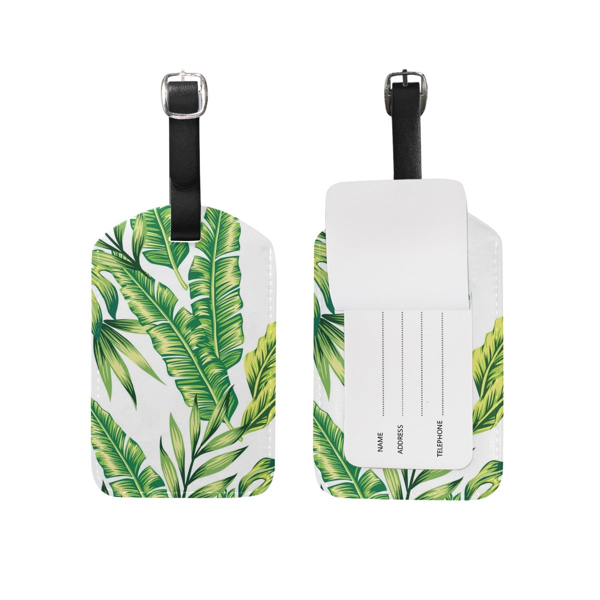 JSTEL Rainforest Leaf Luggage Tags - Durable Travel ID Labels for Suitcases & Bags