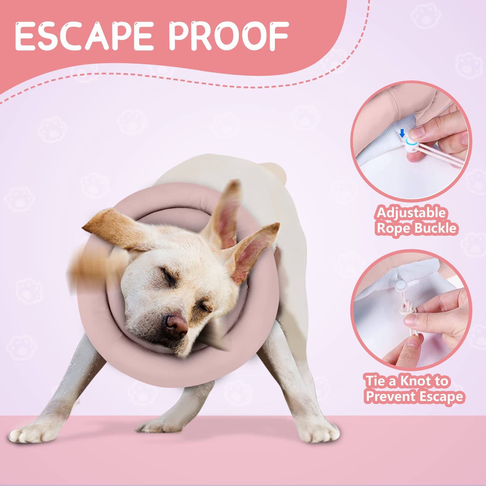 Soft Adjustable Dog Cone Alternative for Small, Medium & Large Dogs - Waterproof Pet Recovery Collar After Surgery - Comfortable Donut Collar to Stop Licking & Scratching (Pink, Size M-3) - Perfect for Post-Surgery Care & Wound Protection