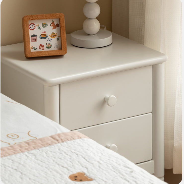 Solid Wood Poplar Kids Nightstand - American White Bedside Table for Children's Room, Nursery, or Playroom - Durable & Stylish Furniture for Bedtime Storage