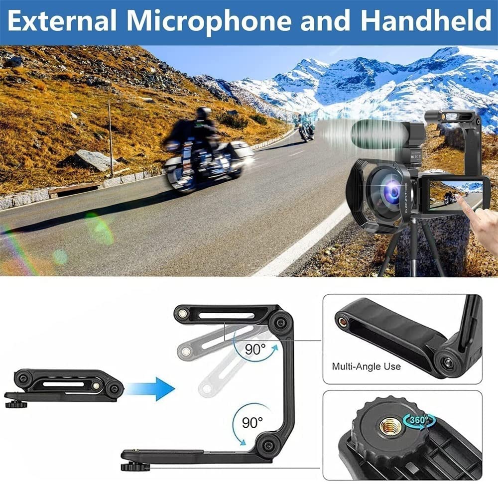 AUBEST 4K Video Camera with Fill Light & 16X Zoom - Perfect for Vlogging & Streaming (32G SD Card, Mic Included)