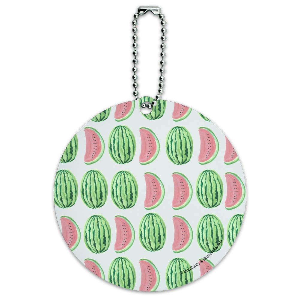 Wacky Watermelons Summer Pattern Round Luggage ID Tag - Waterproof Suitcase Handle Baggage Label for Travel Accessories (Perfect for Carry-Ons, Backpacks & Vacation Luggage Identification)