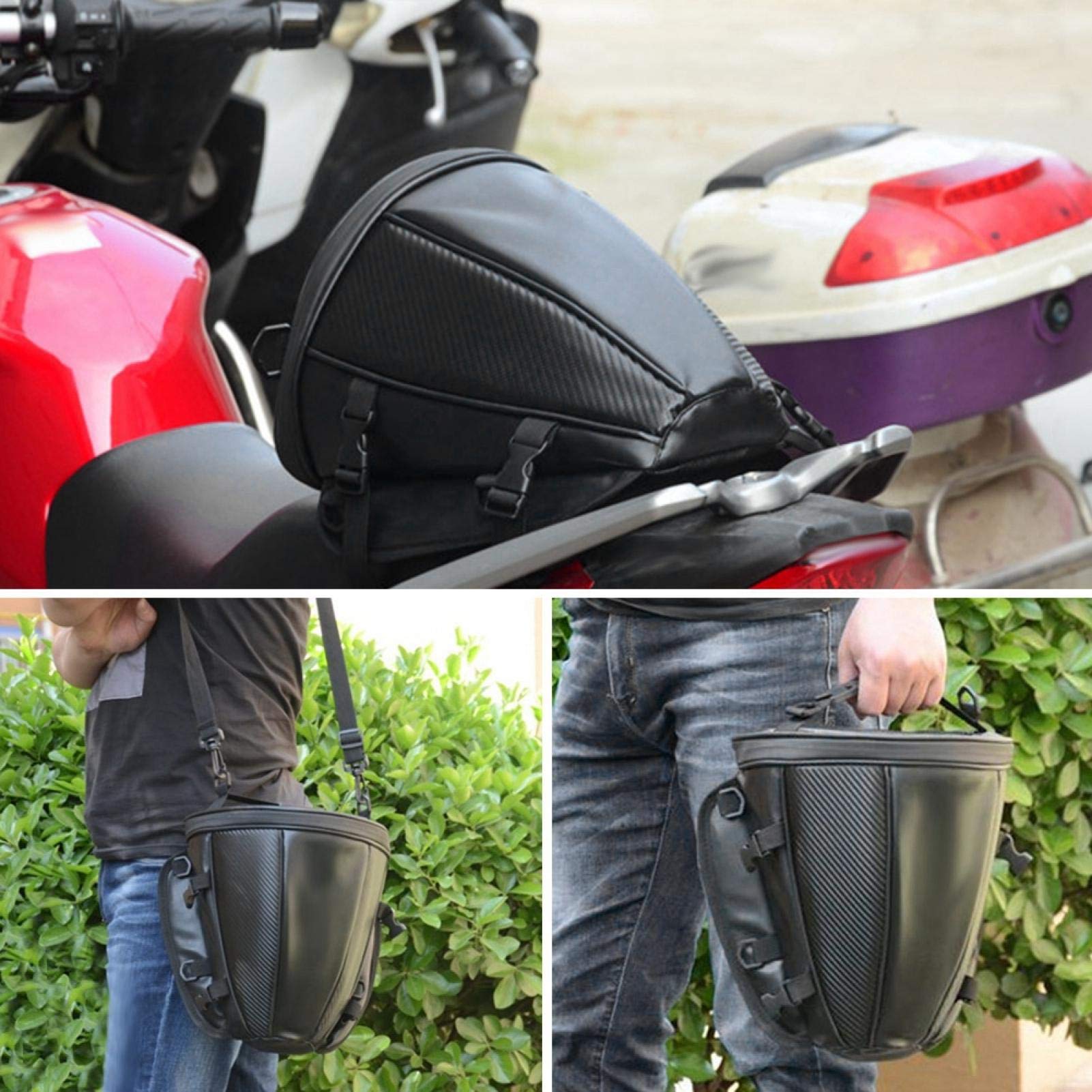 Carbon Fiber Motorcycle Tail Bag - Waterproof Rear Seat Saddle Bag for Motorbikes | Perfect for Commuting, Road Trips & Adventure Riding