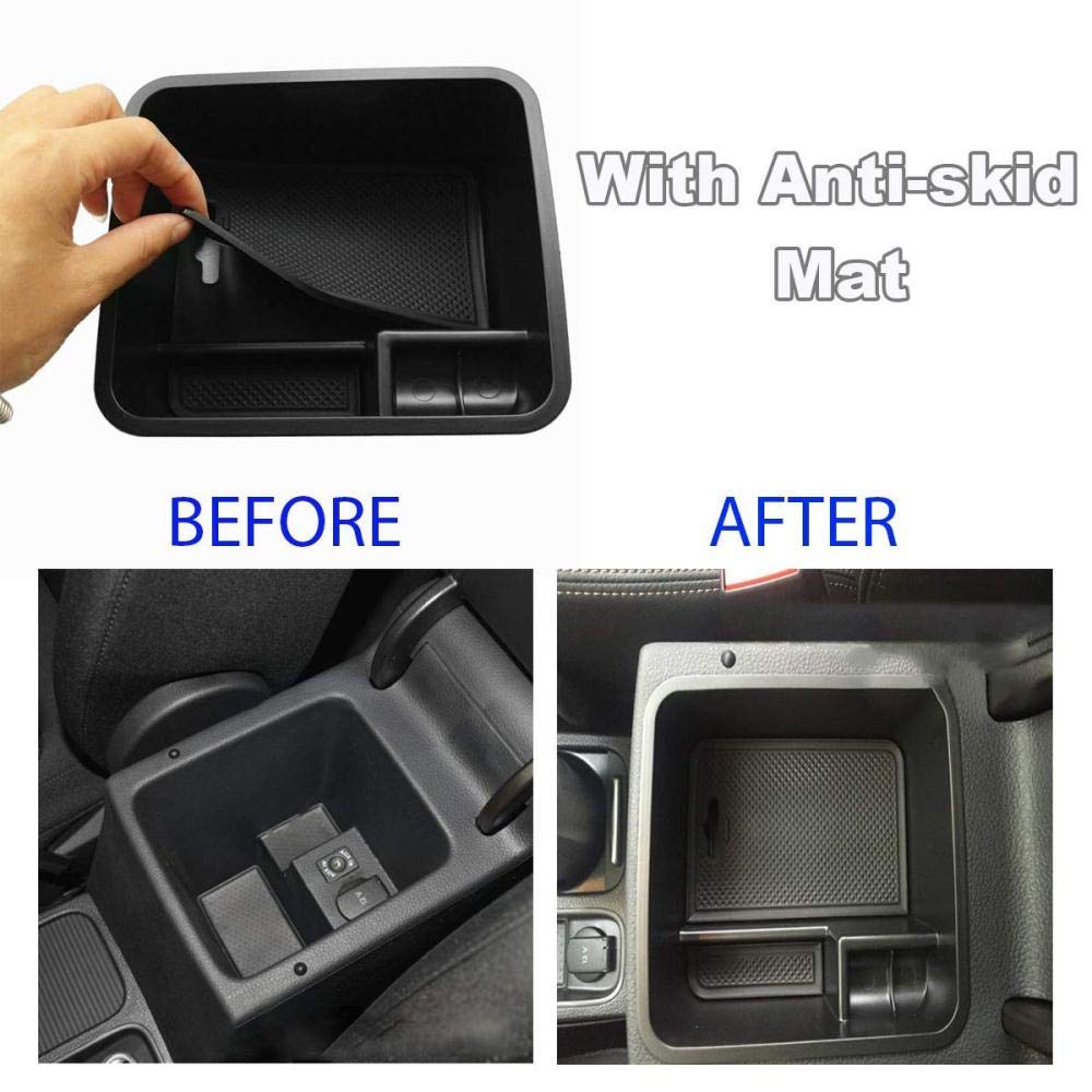 MACHSWON Car Center Console Organizer Tray - Premium Armrest Storage Box for Volkswagen Tiguan 2018-2019 | Secondary Storage Solution for Phones, Keys & Small Items | Perfect for Road Trips & Daily Commutes