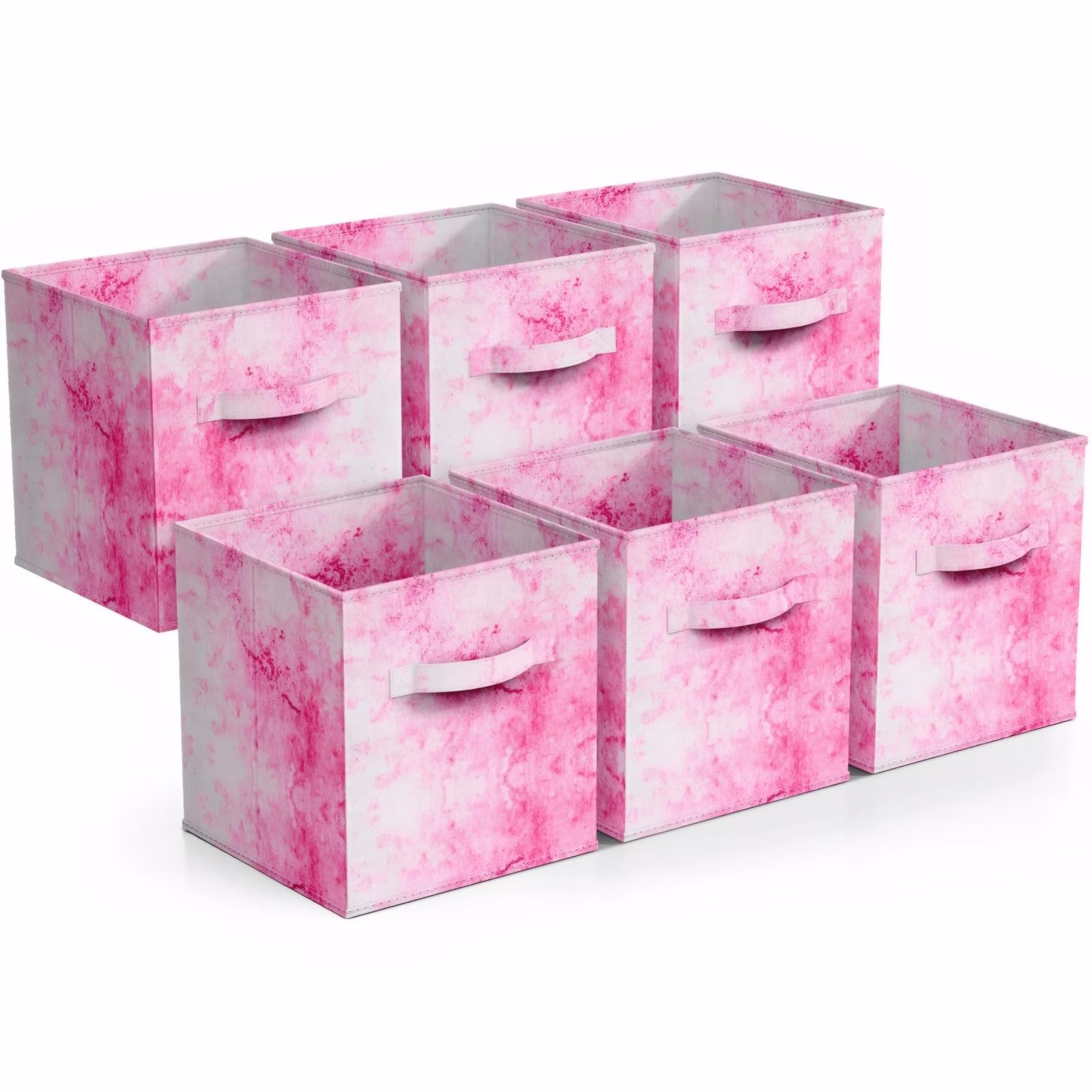 Colorful Collapsible Storage Bins 6-Pack - Foldable Fabric Storage Boxes with Handles, 11 Inch Organizer Cubes for Shelves, Closet, Nursery & Home Organization
