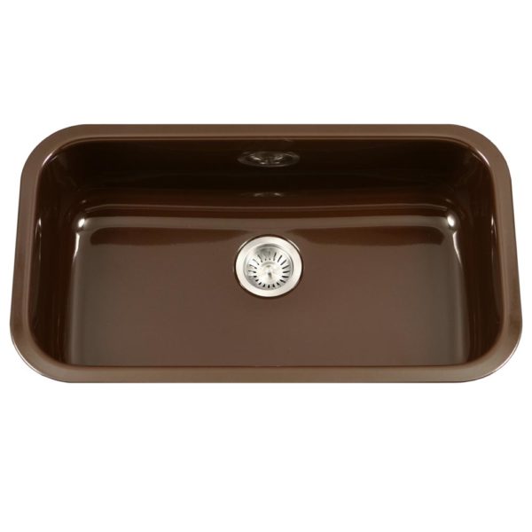 Hamat CER 3118S ES Enamel Steel Undermount Large Single Bowl Kitchen Sink in Espresso - Perfect for Modern Kitchens, Restaurants & Heavy-Duty Cooking